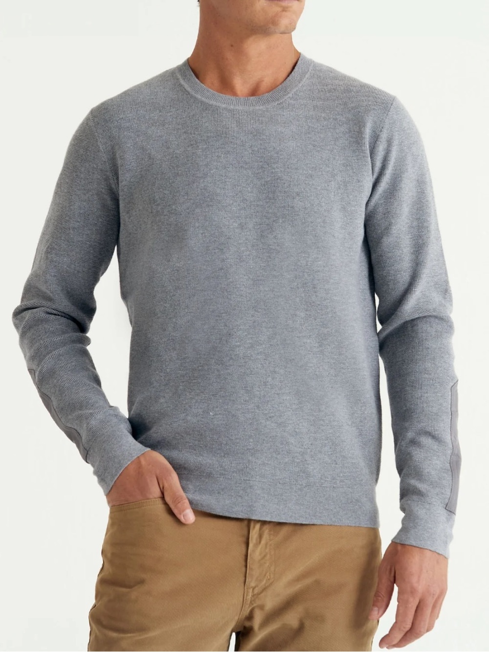 AETHER Odin Sweater Light Heather Grey Crew-Neck Sz Medium Cotton Cashmere Blend